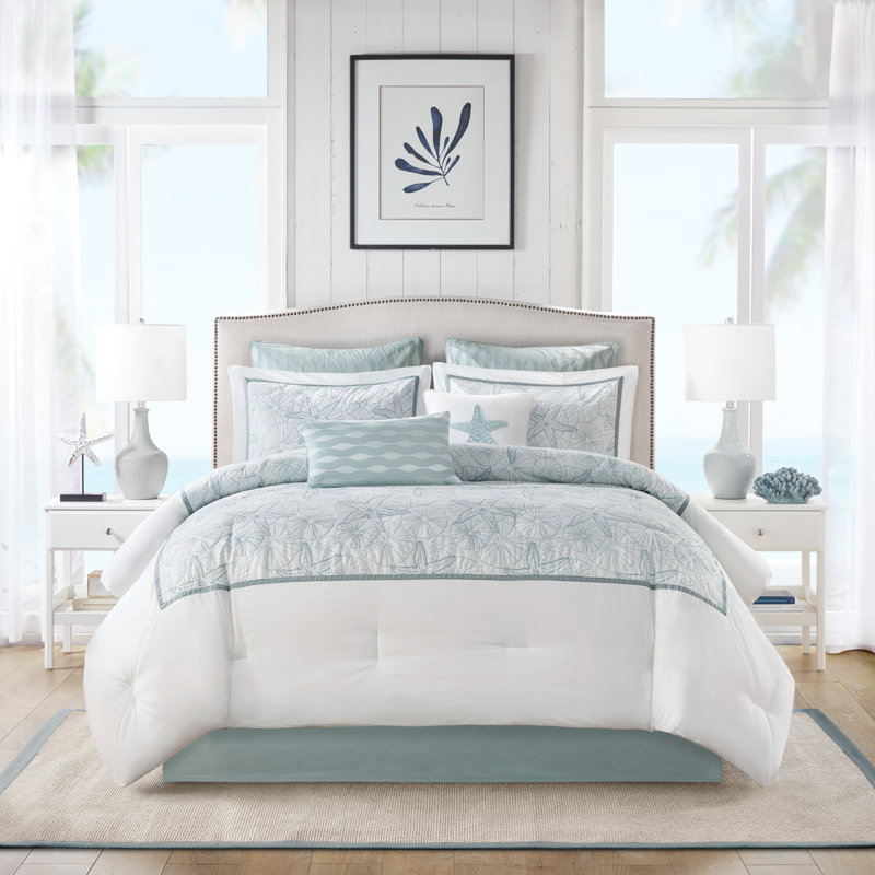 Harbor House Maya Bay White/Seafoam Blue 100 Cotton 200 TC Reversible